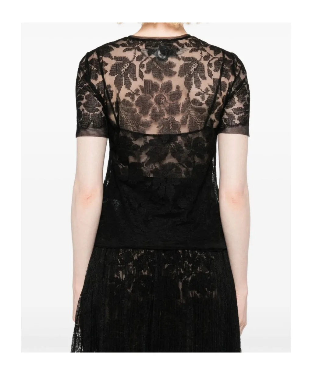 Floral-Lace Mesh Top