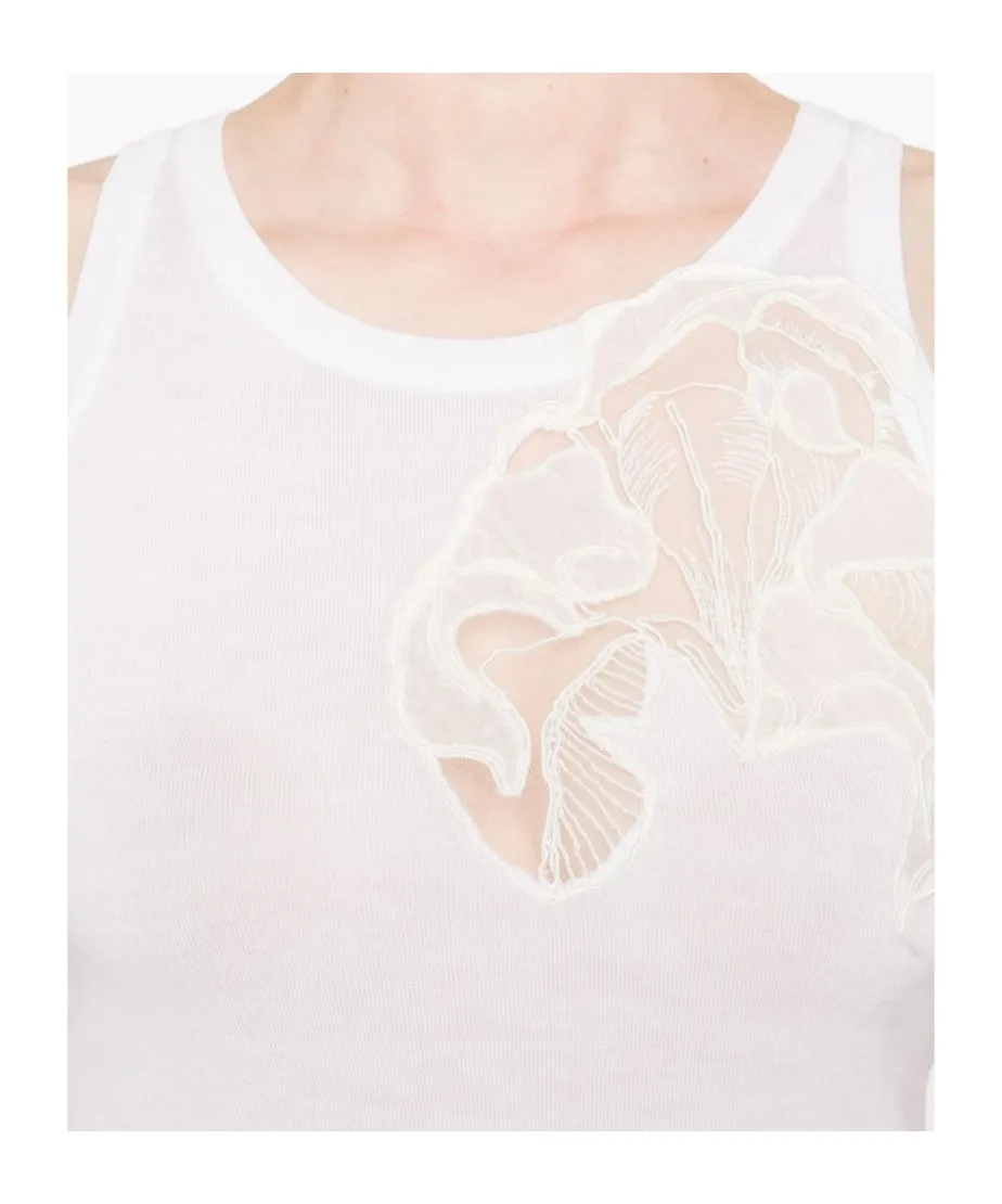 Lace-Embellished Tank Top