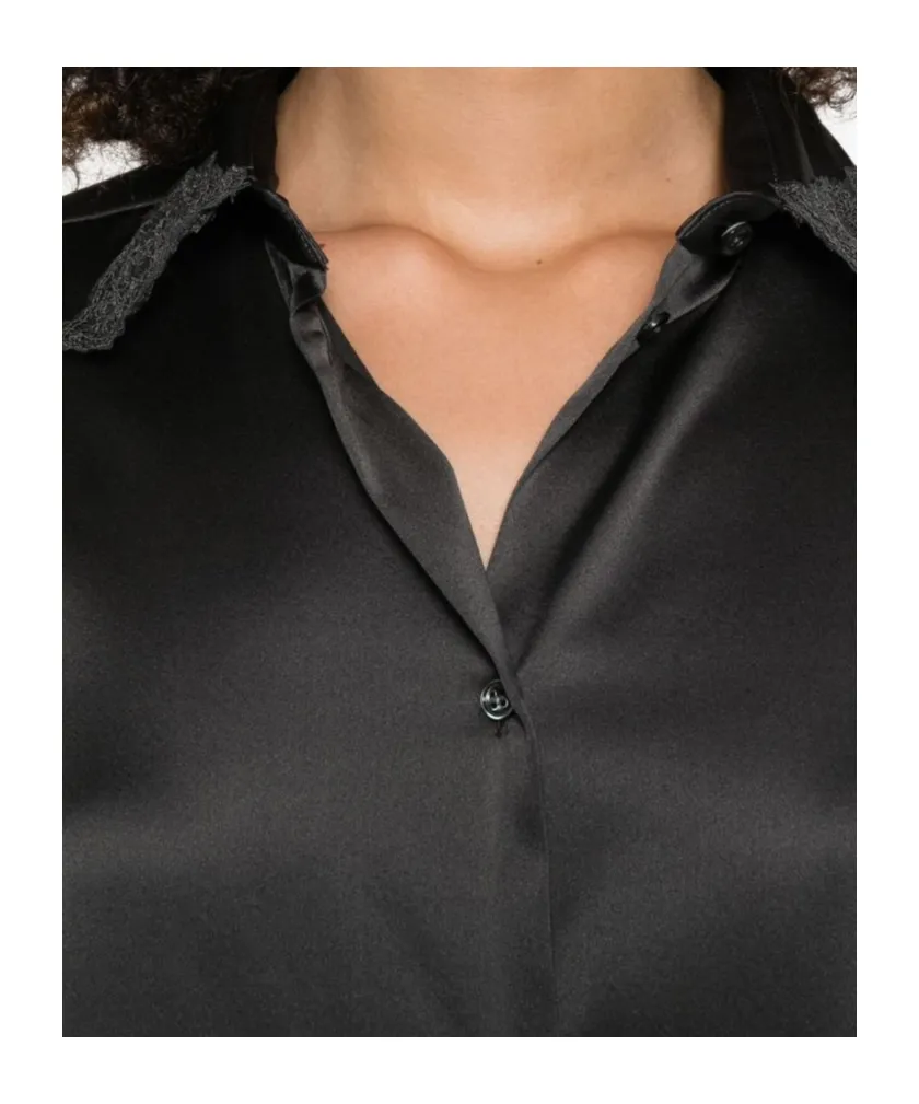 Lace-Trimmed Satin Shirt