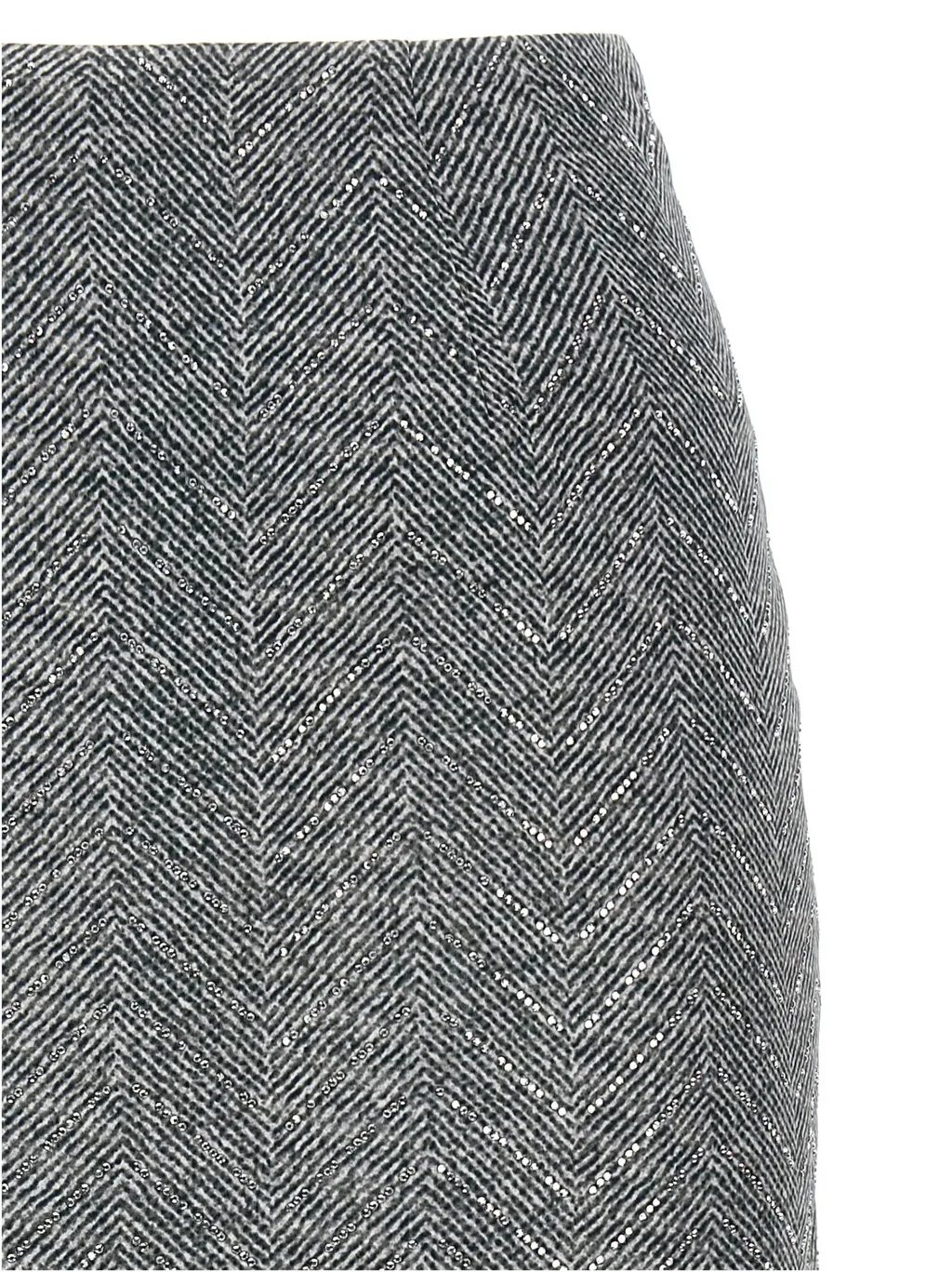 Herringbone Patterned Midi Skirt
