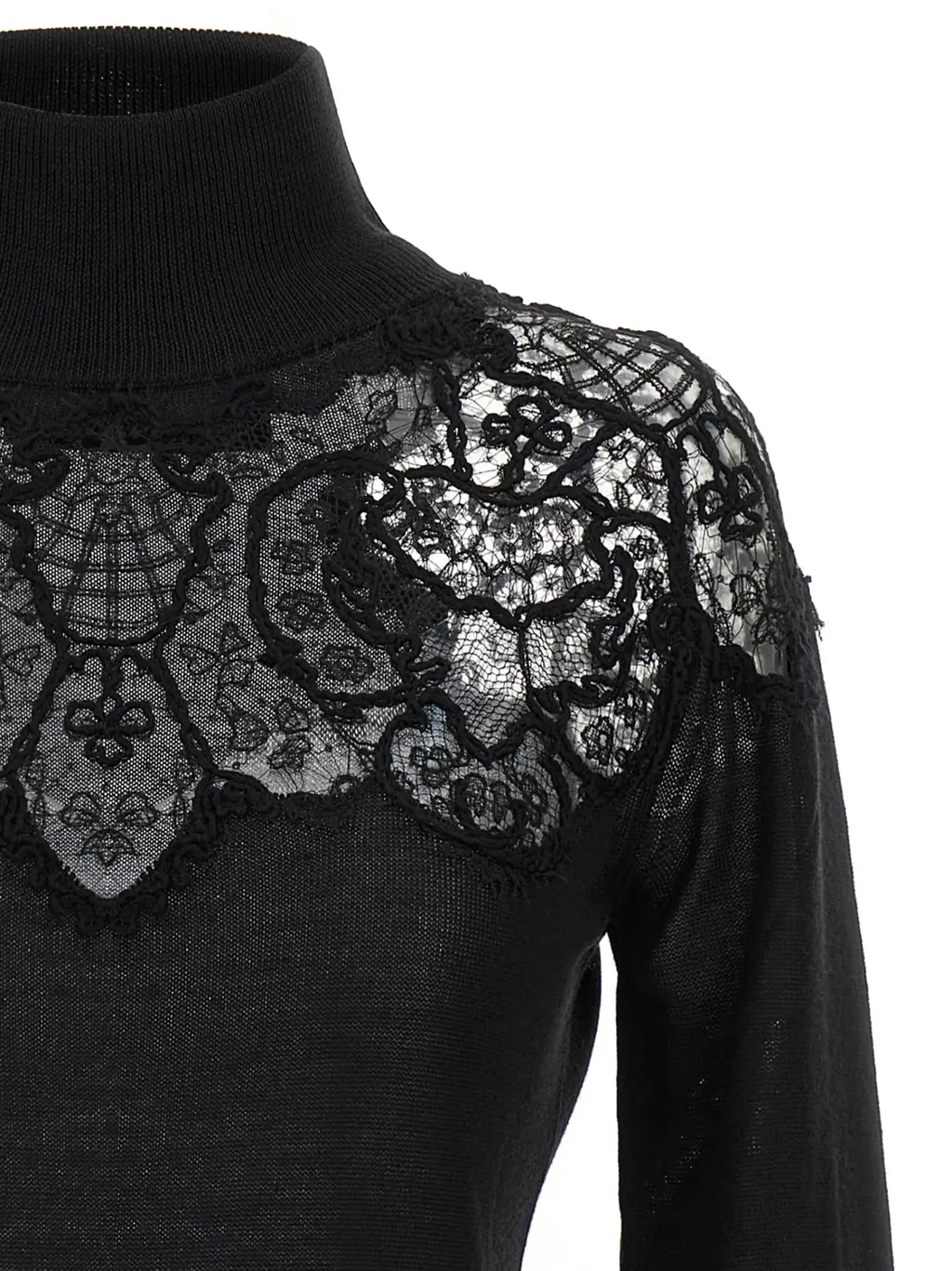 High Neck Lace Detailed Jumper