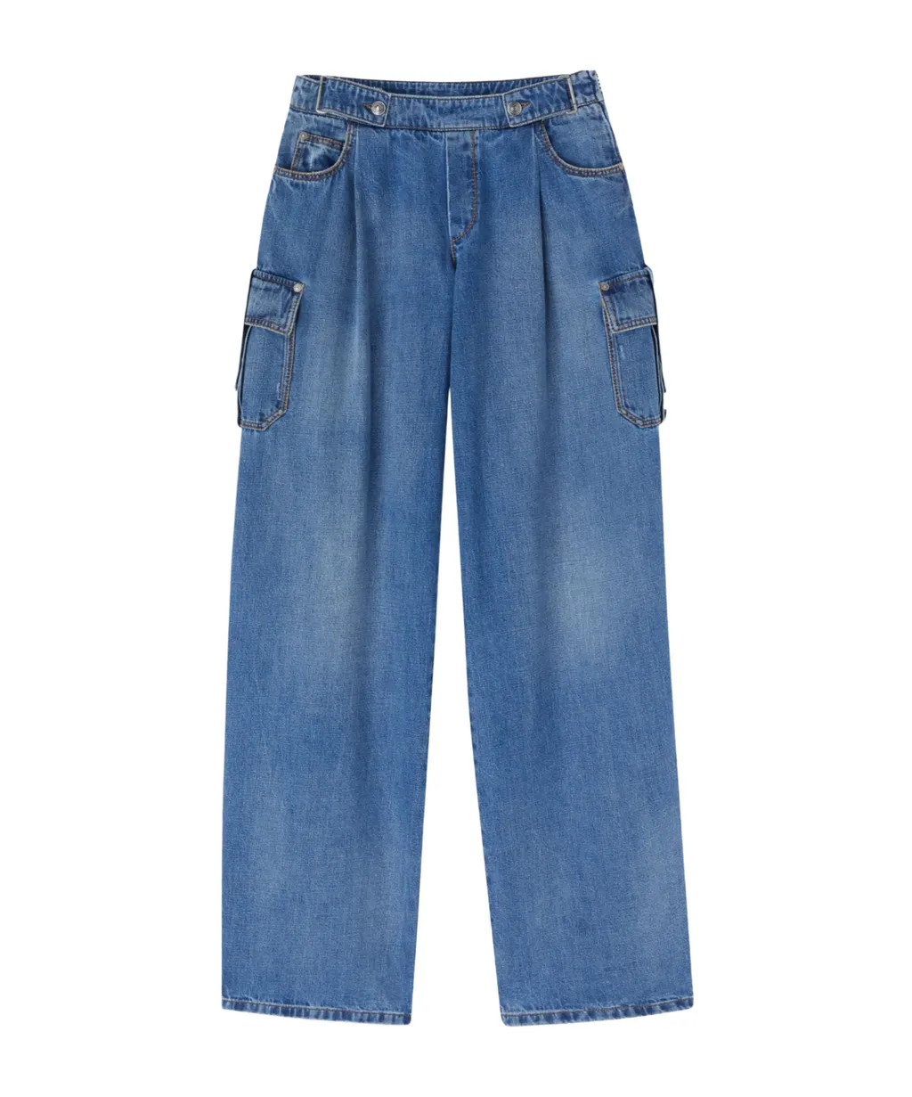 Pleated-Front Cargo Jeans
