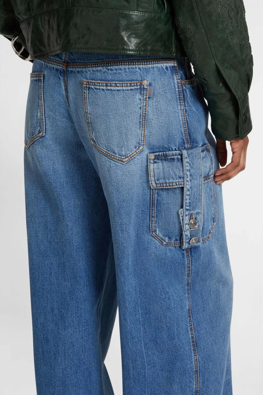Pleated-Front Cargo Jeans
