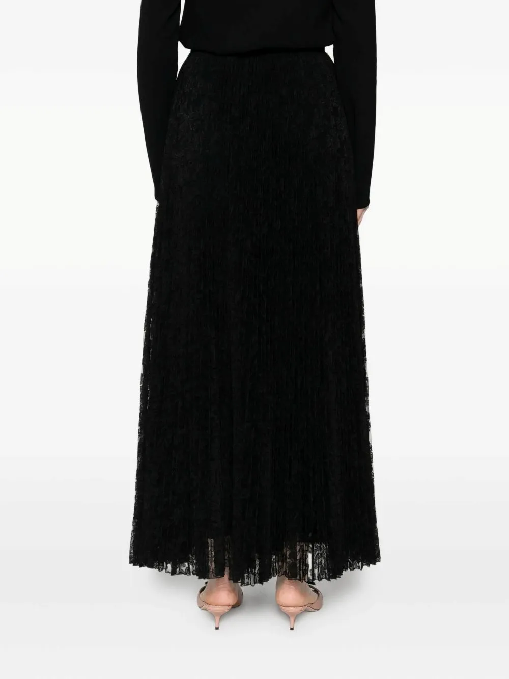 Lace Pleated Maxi Skirt