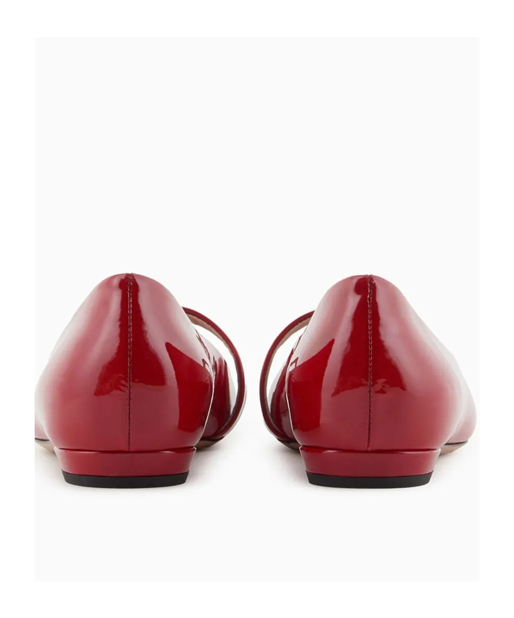 Eagle-Plate Leather Ballerina Shoes