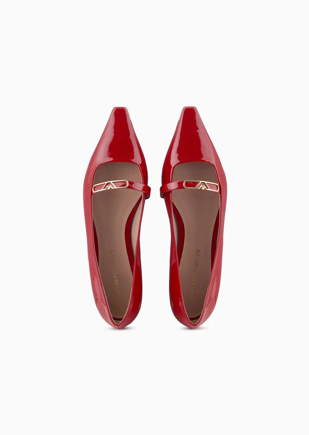 Eagle-Plate Leather Ballerina Shoes