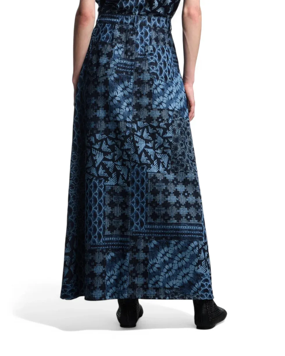 Printed Denim Skirt