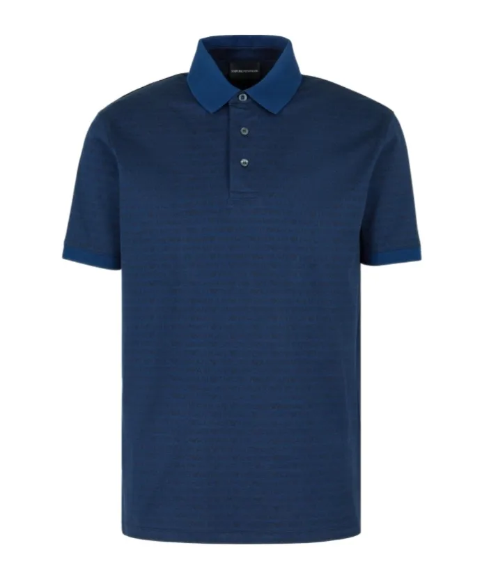 All-Over Jacquard Lettering Jersey Polo Shirt