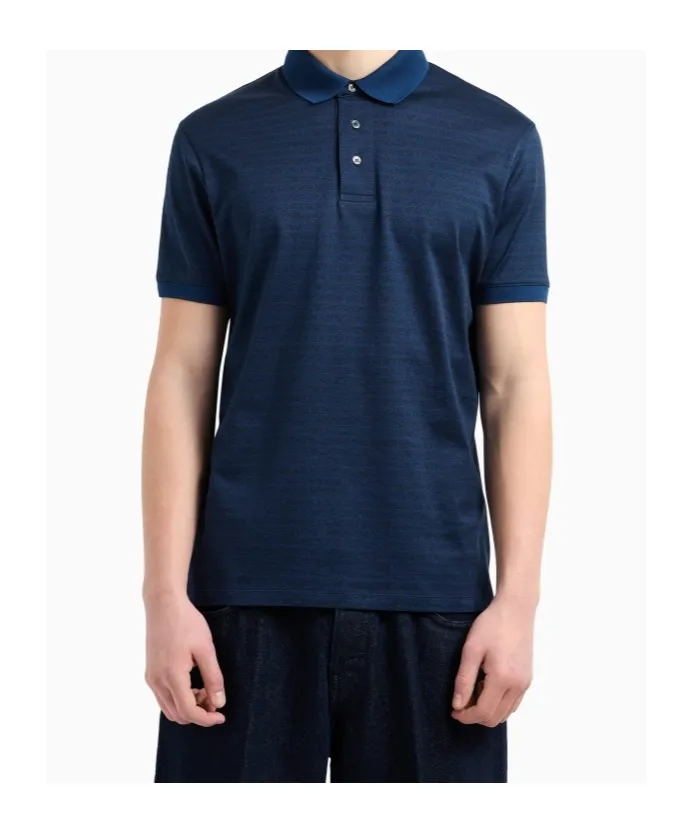 All-Over Jacquard Lettering Jersey Polo Shirt