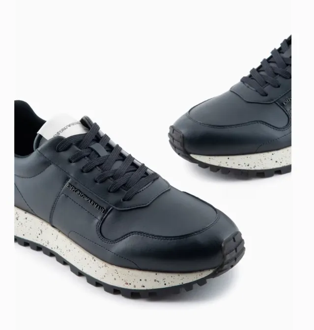 Logo-Plaque Leather Sneakers