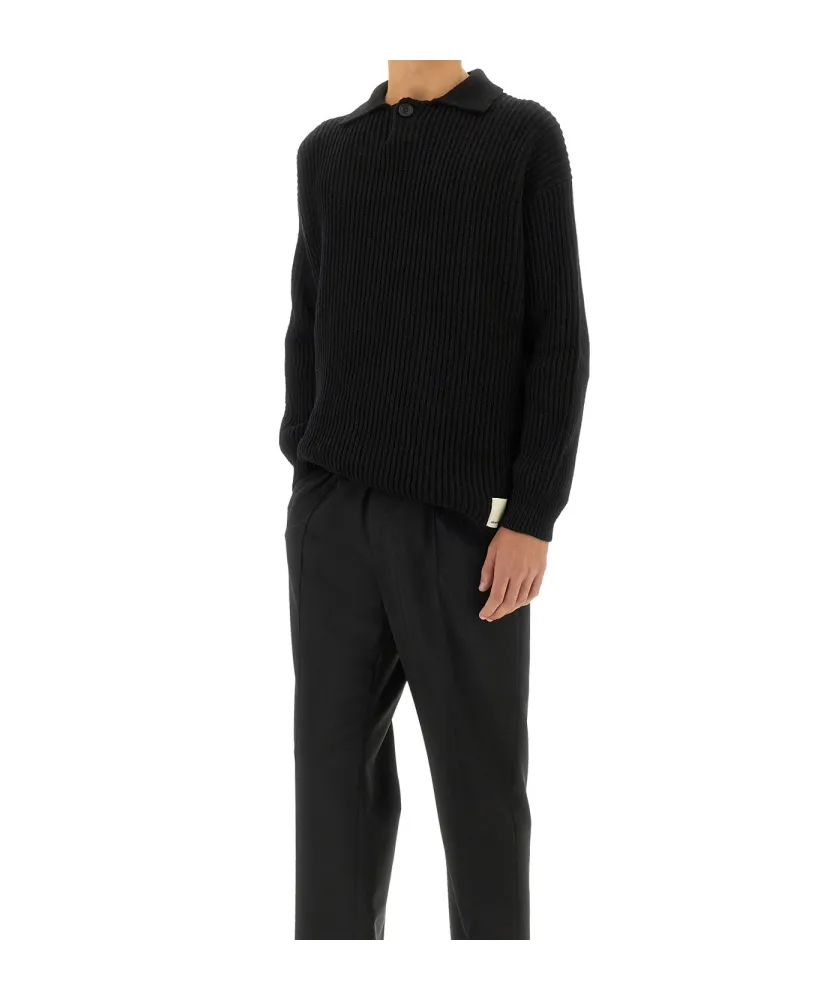 Fisherman's-Knit Long Sleeved Polo Shirt