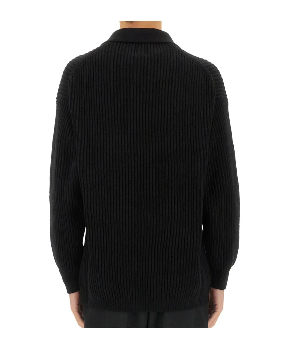 Fisherman's-Knit Long Sleeved Polo Shirt