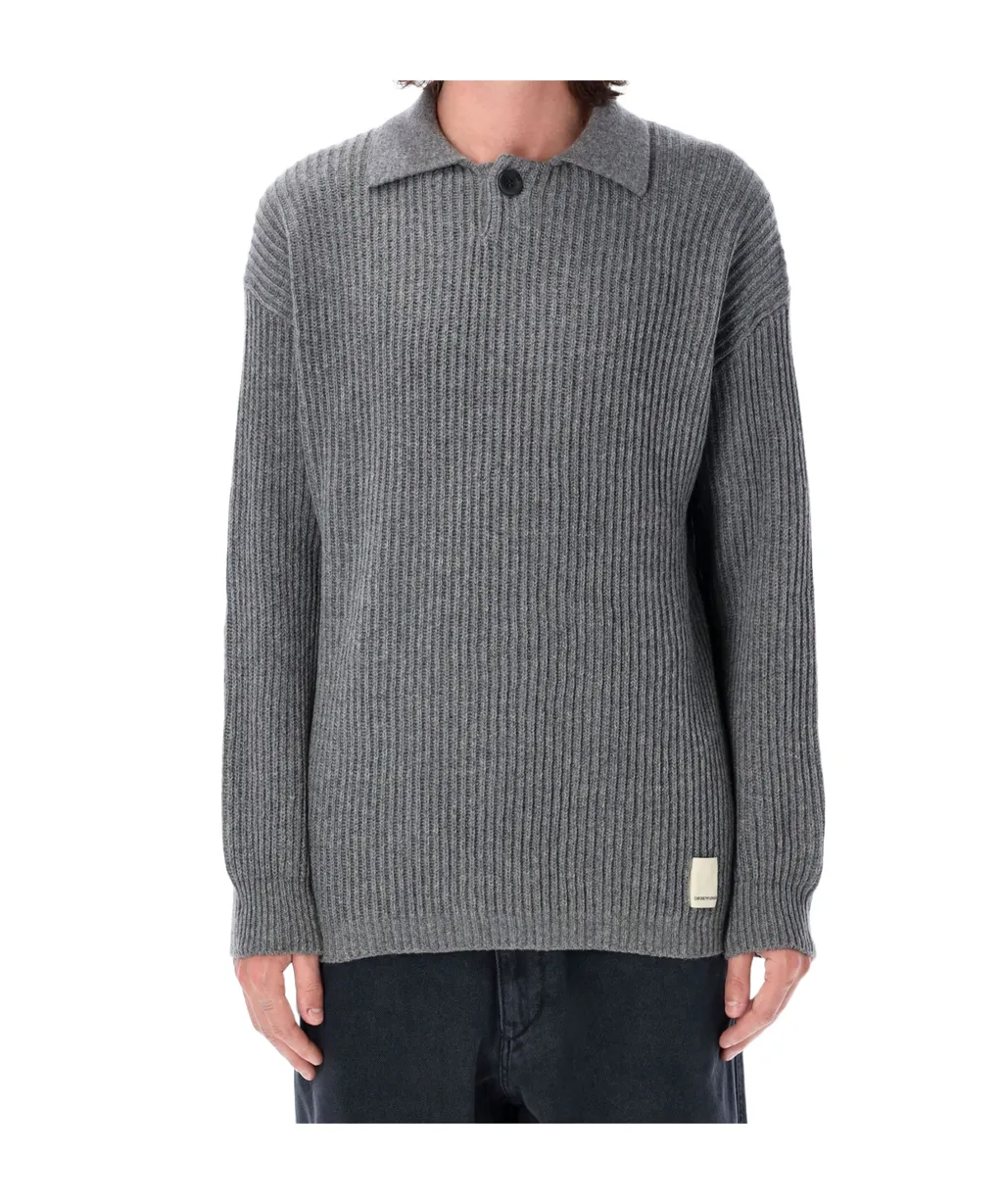 Fisherman's-Knit Long Sleeved Polo Shirt