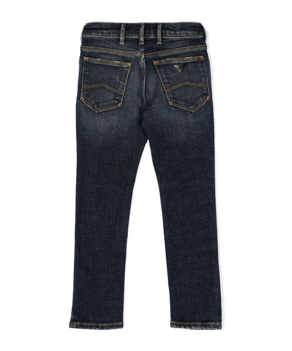 Logo Plaque Distressed Jeans
