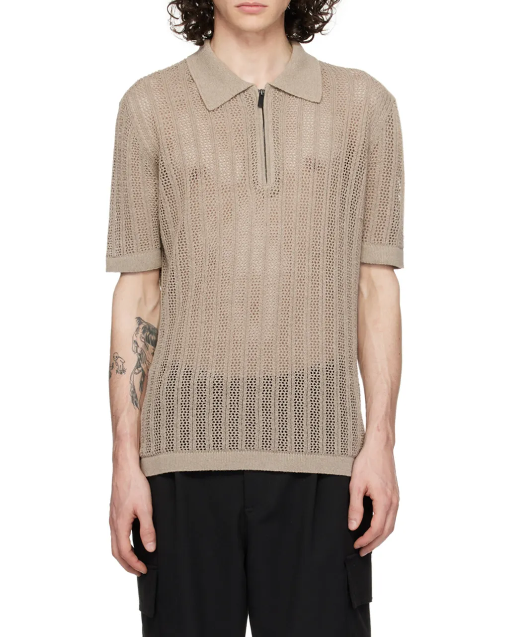 Short-Sleeved Knitted Polo Shirt