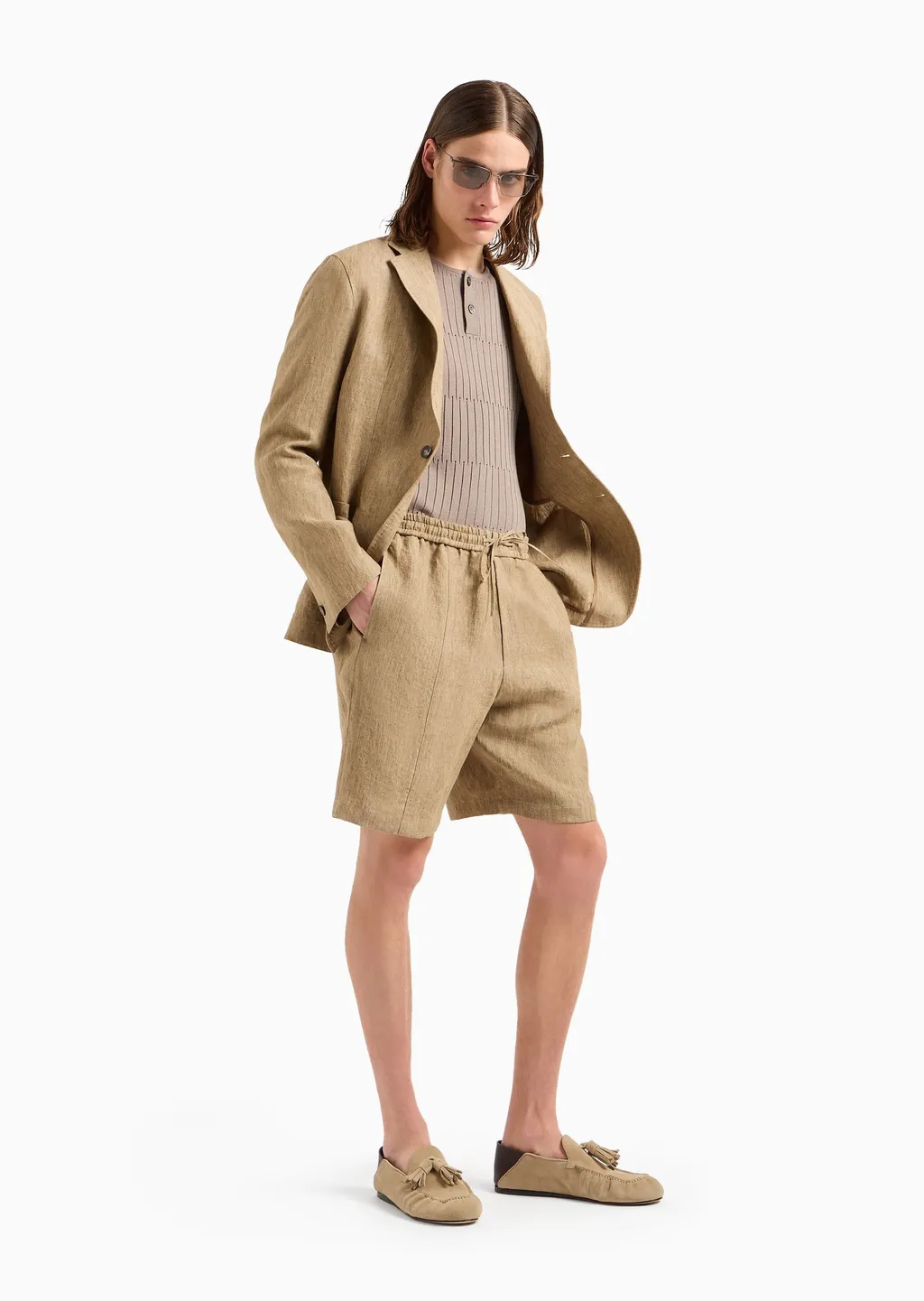 Drawstring-Waist Linen Shorts