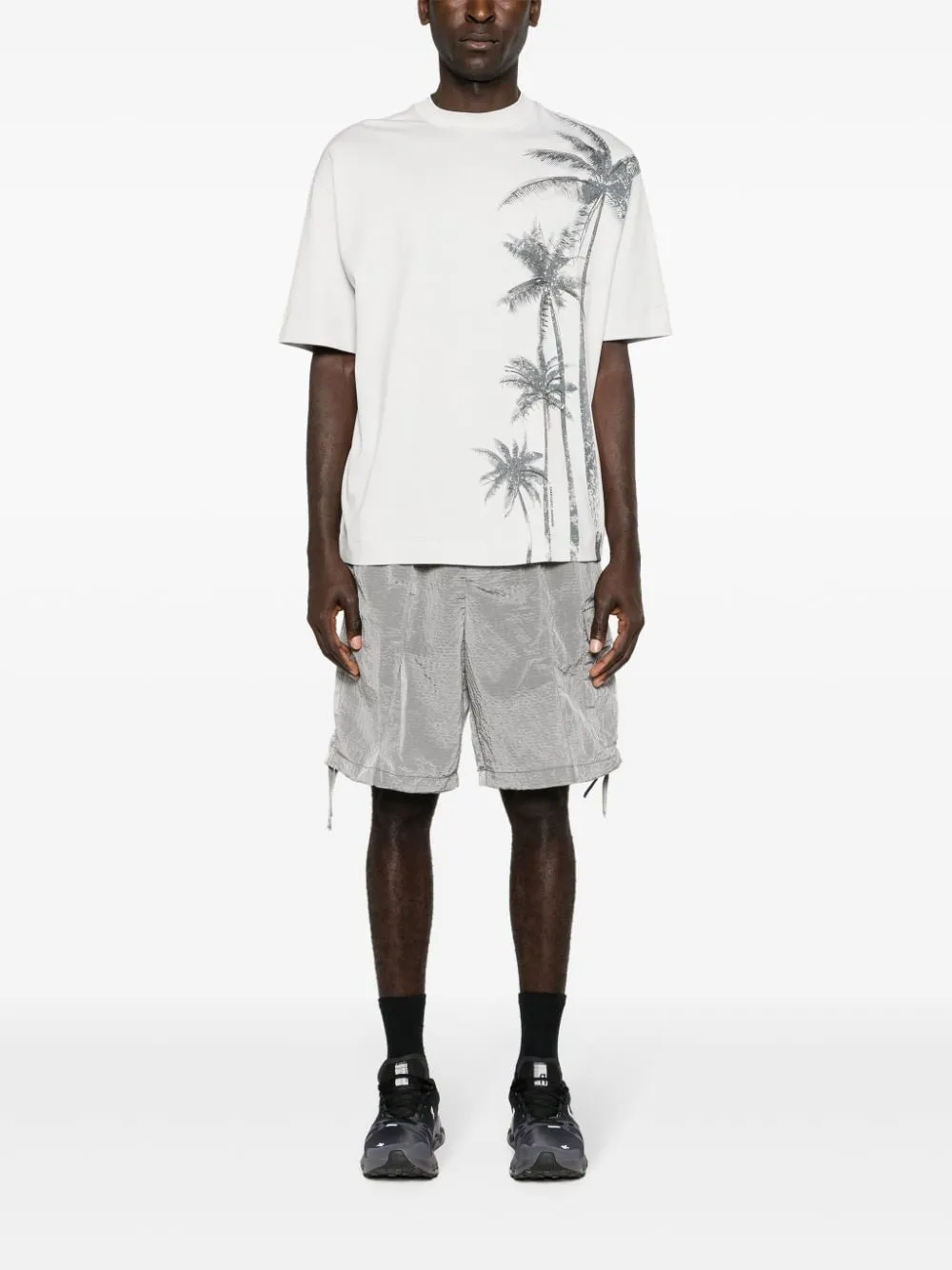 Palm Tree-Print Cotton T-Shirt