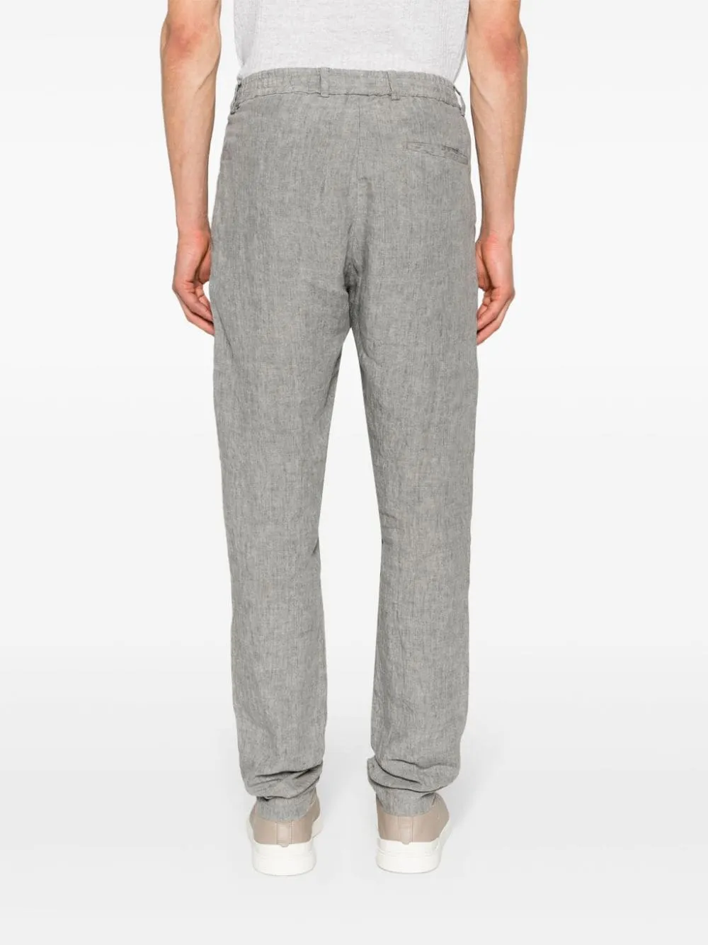 Mid-Rise Tapered Linen Trousers