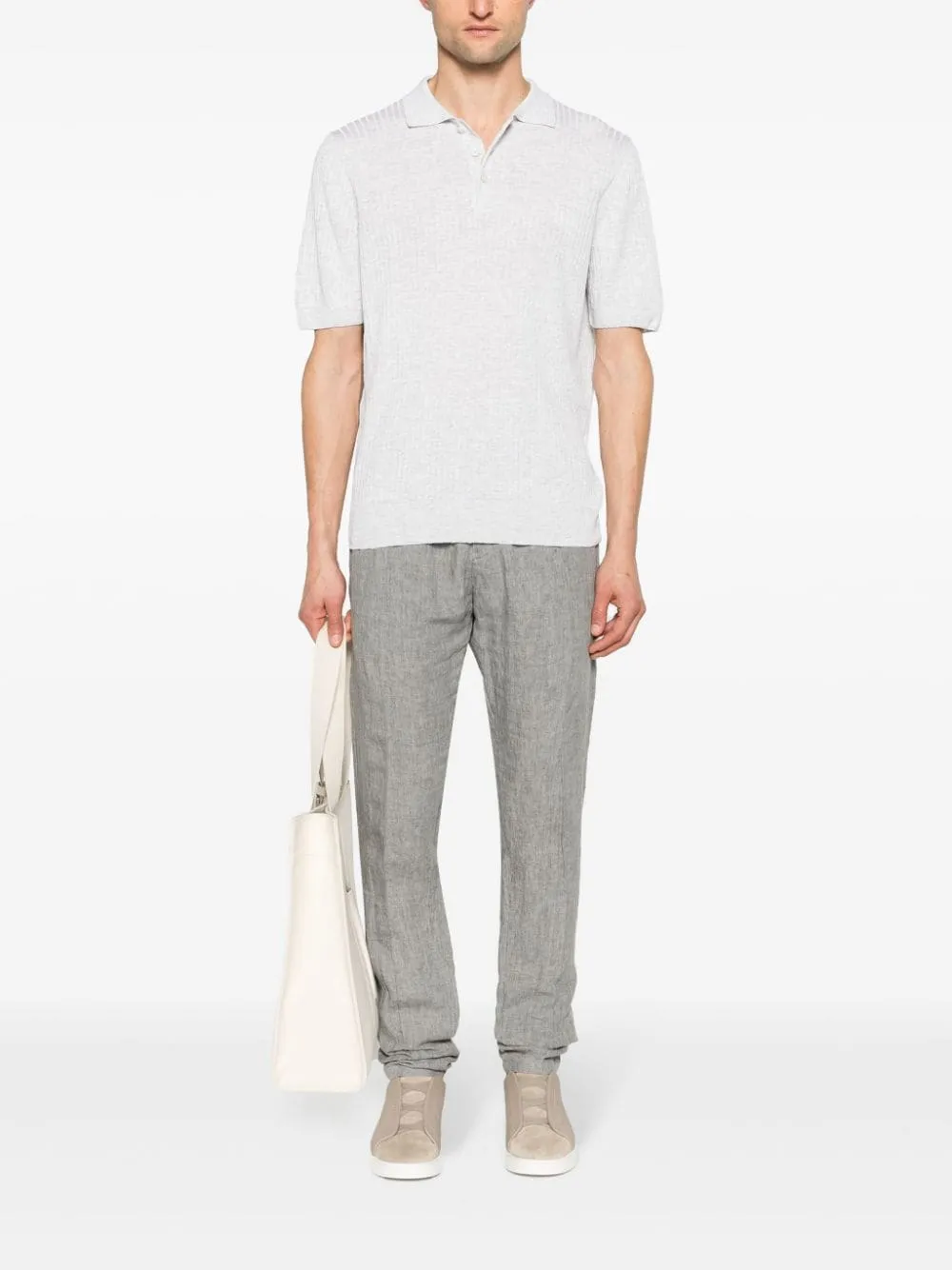 Mid-Rise Tapered Linen Trousers