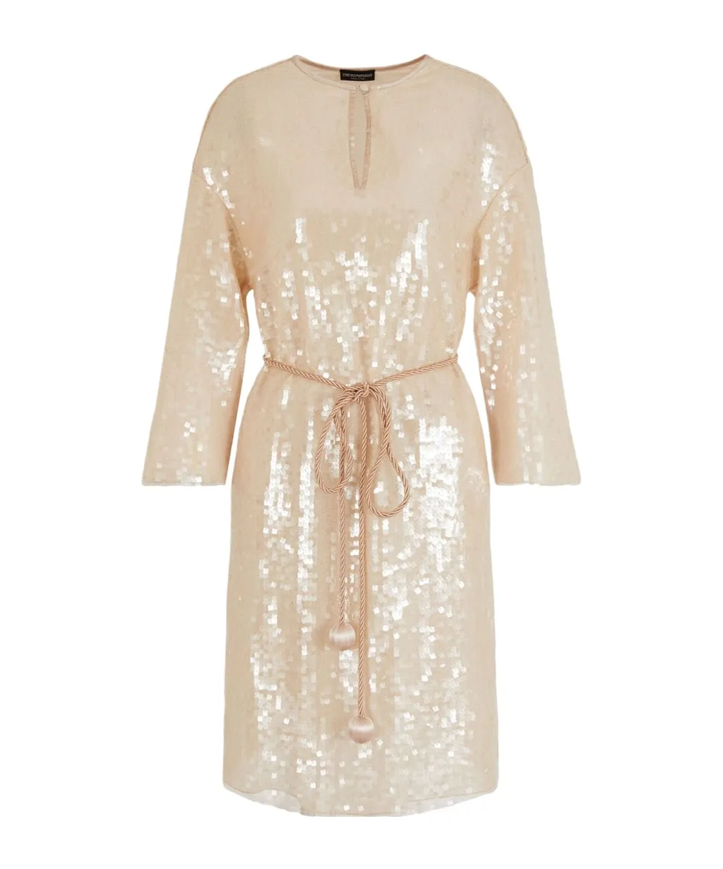Long-Sleeved Sequined Dress
