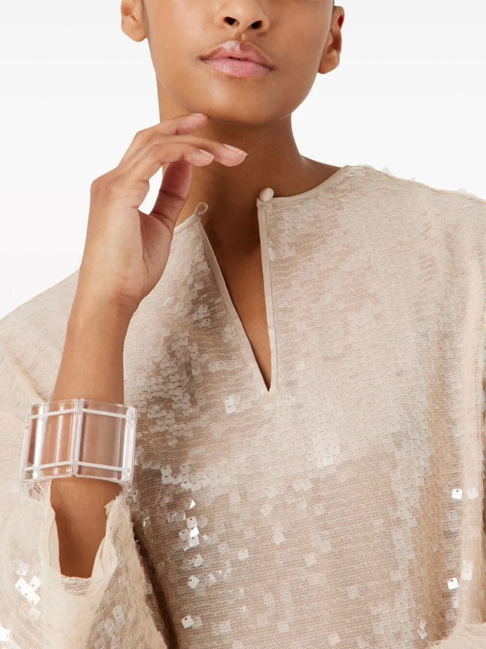 Long-Sleeved Sequined Dress