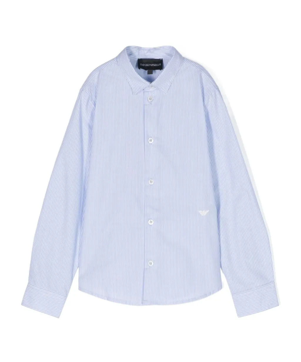 Embroidered-Logo Striped Cotton Shirt