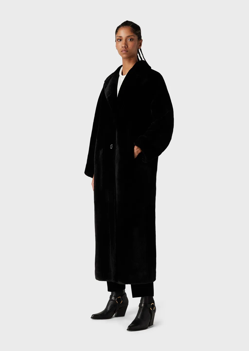 Classic-Collar Shearling Coat