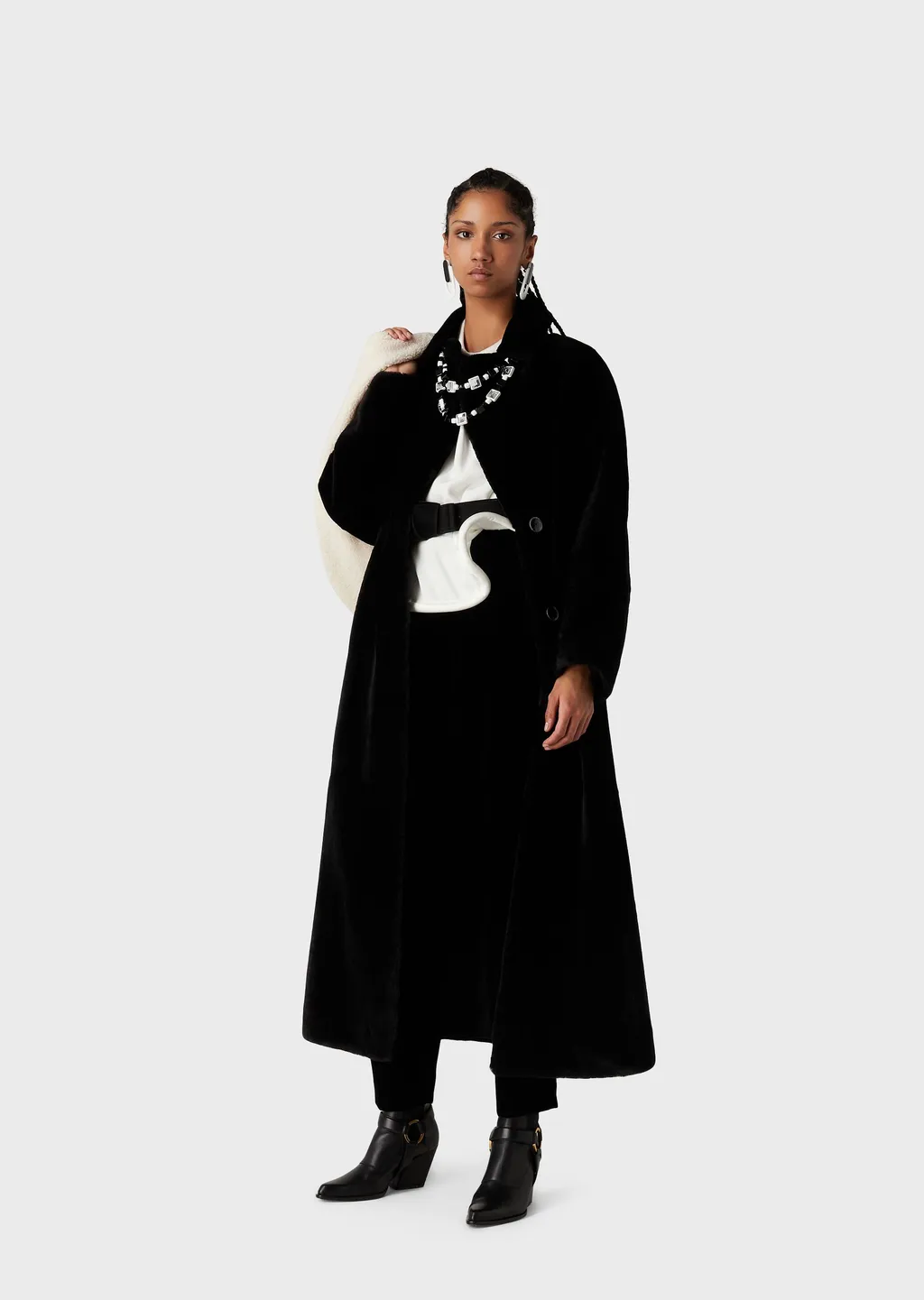 Classic-Collar Shearling Coat
