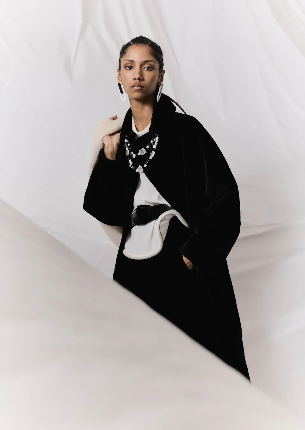 Classic-Collar Shearling Coat
