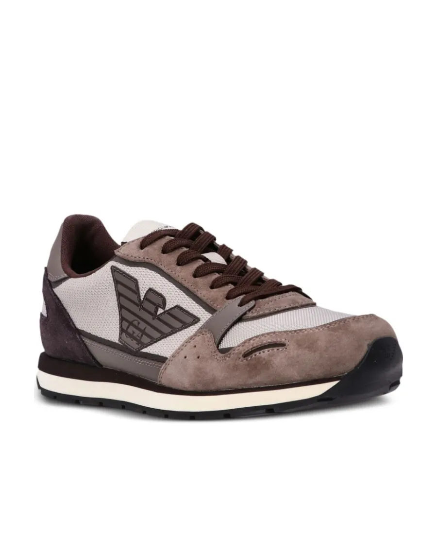 Eagle-Patch Suede-Panelled Sneakers