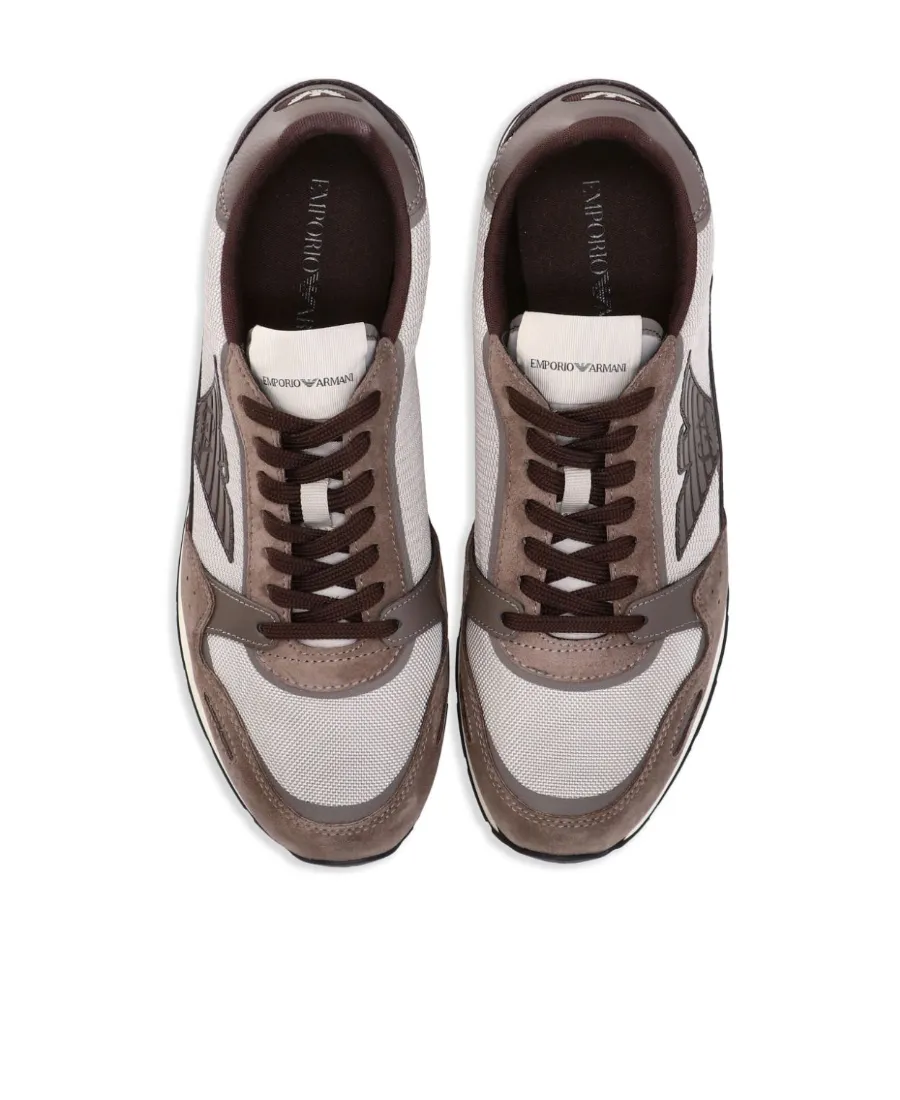 Eagle-Patch Suede-Panelled Sneakers