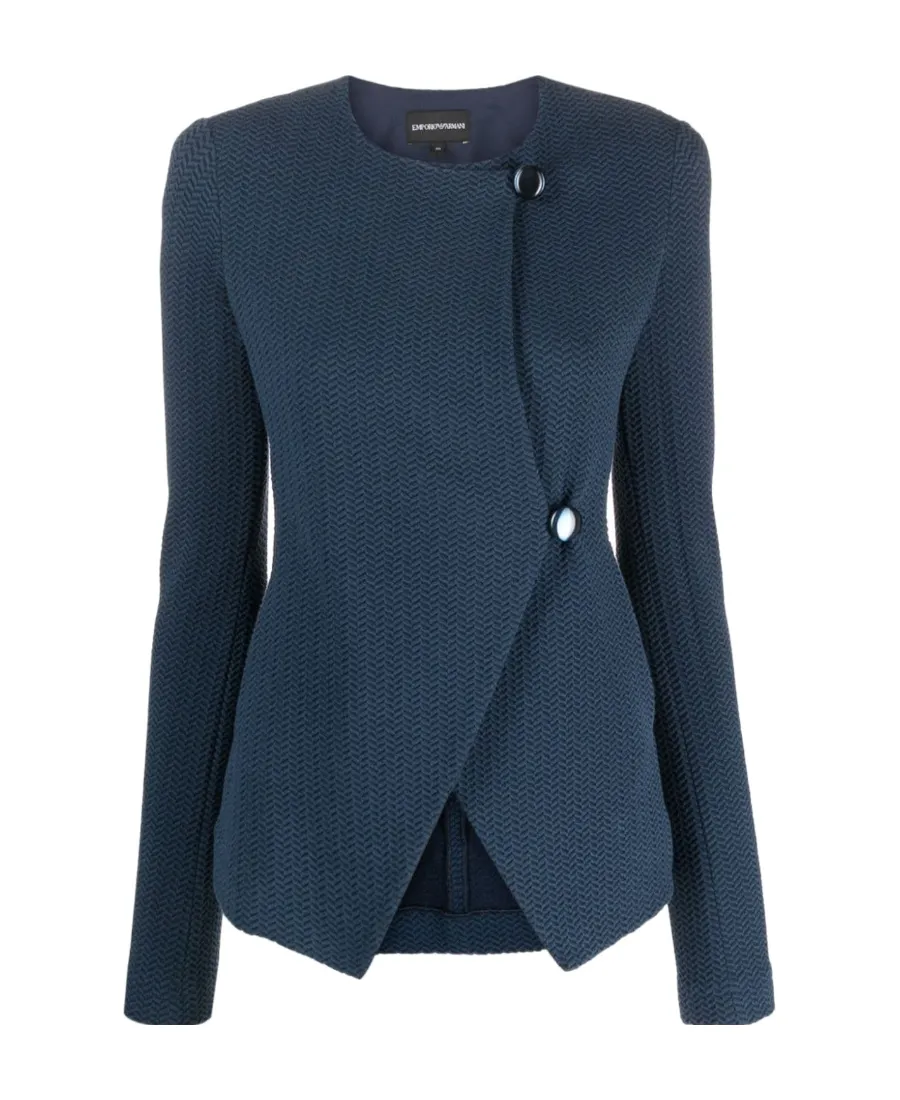 Off-Centre-Fastening Textured Jacket