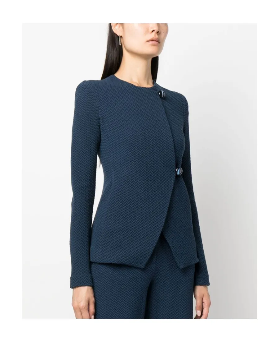 Off-Centre-Fastening Textured Jacket