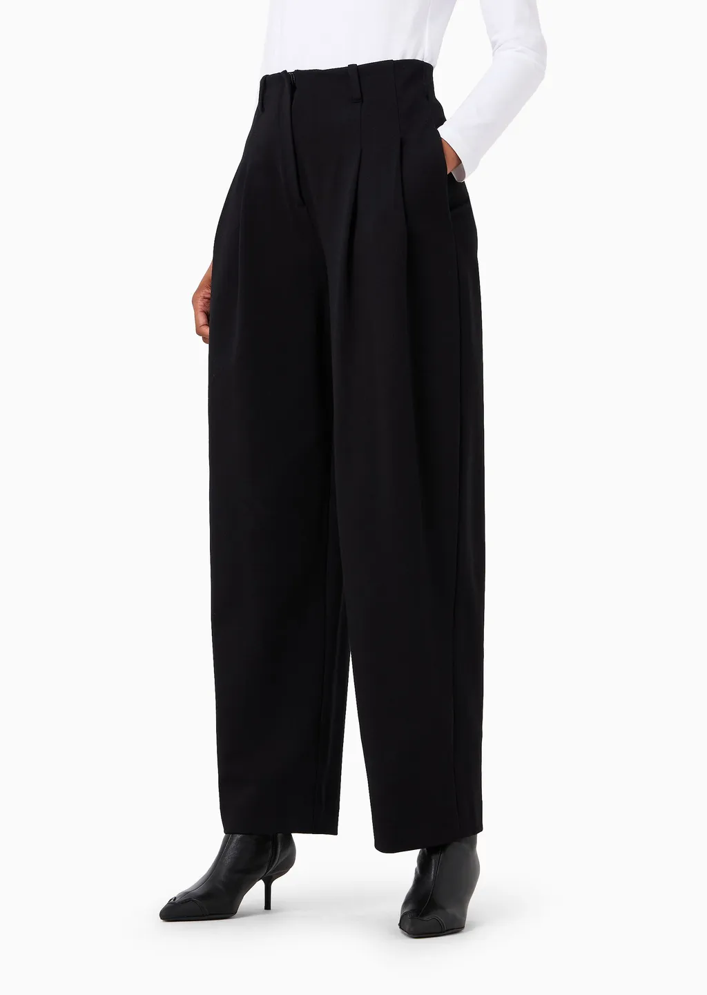 Pleated High-Rise Casual Pants