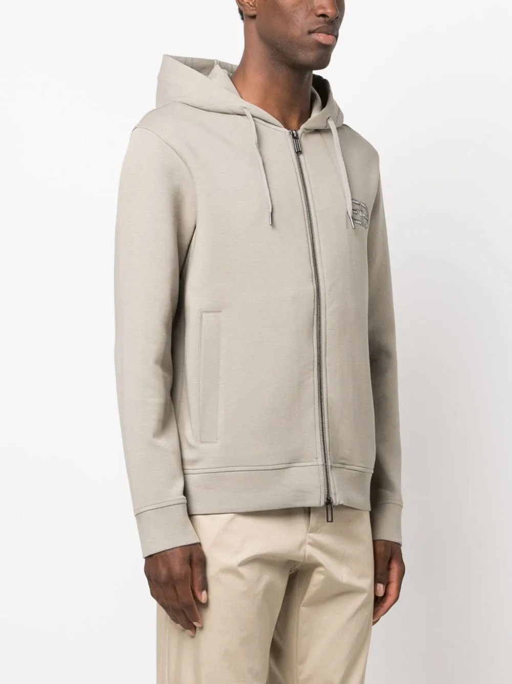 Logo-Embroidered Zipped Drawstring Hoodie