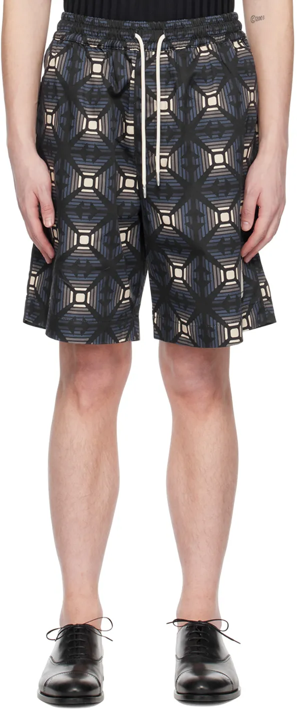 Geometric-Print Drawstring Bermudas
