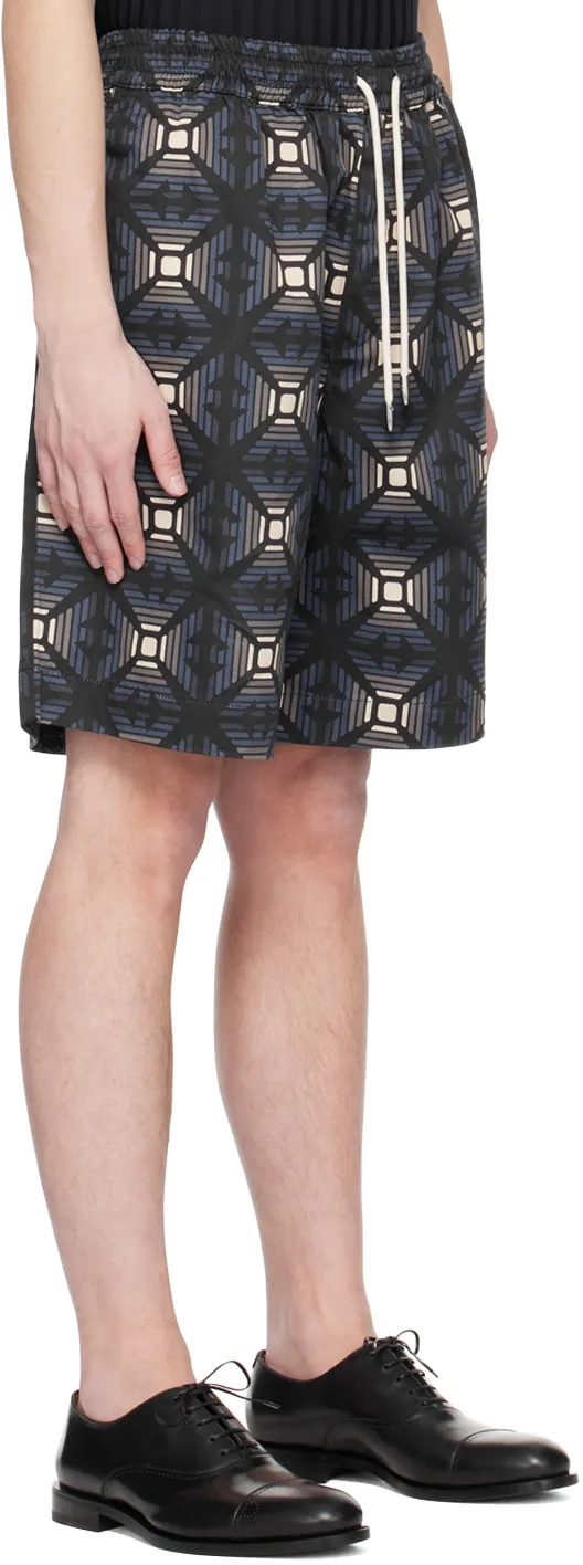 Geometric-Print Drawstring Bermudas
