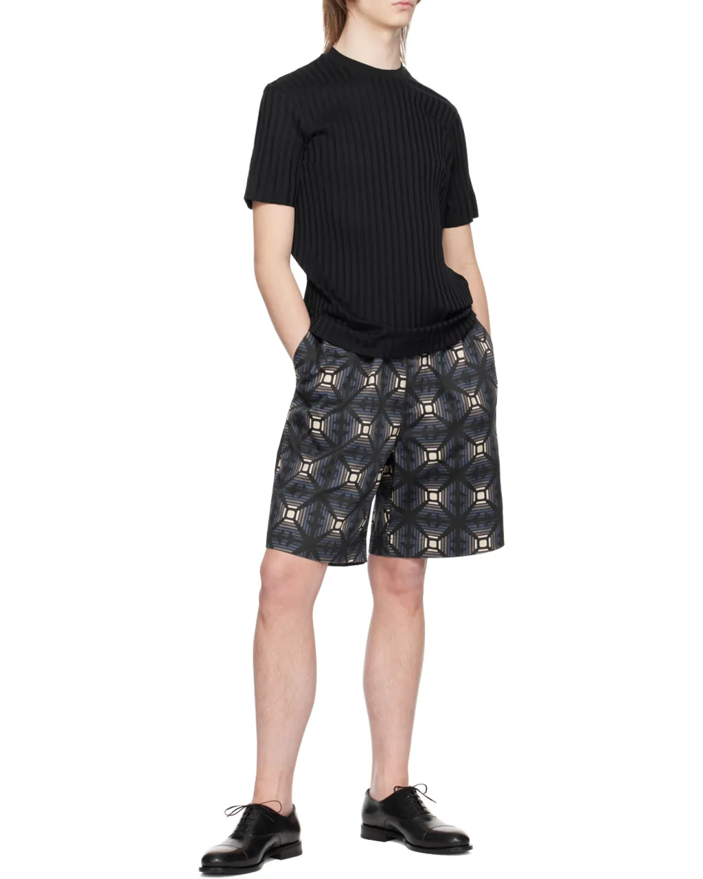 Geometric-Print Drawstring Bermudas