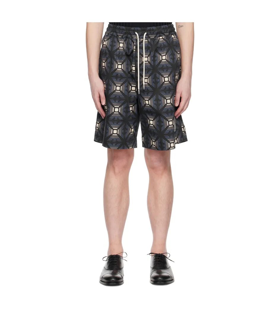 Geometric-Print Drawstring Bermudas
