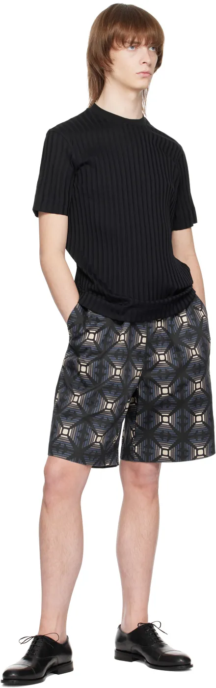 Geometric-Print Drawstring Bermudas