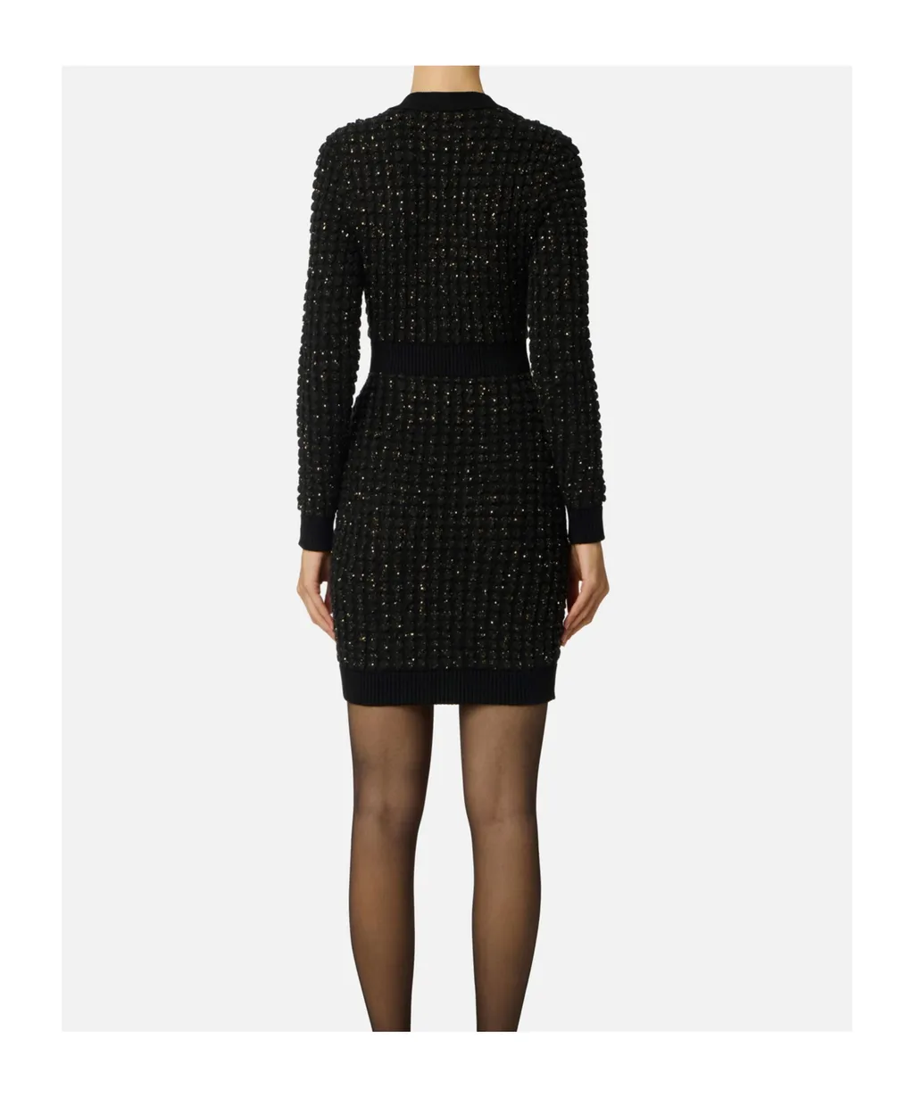 Boucle Knit Dress With Sequins