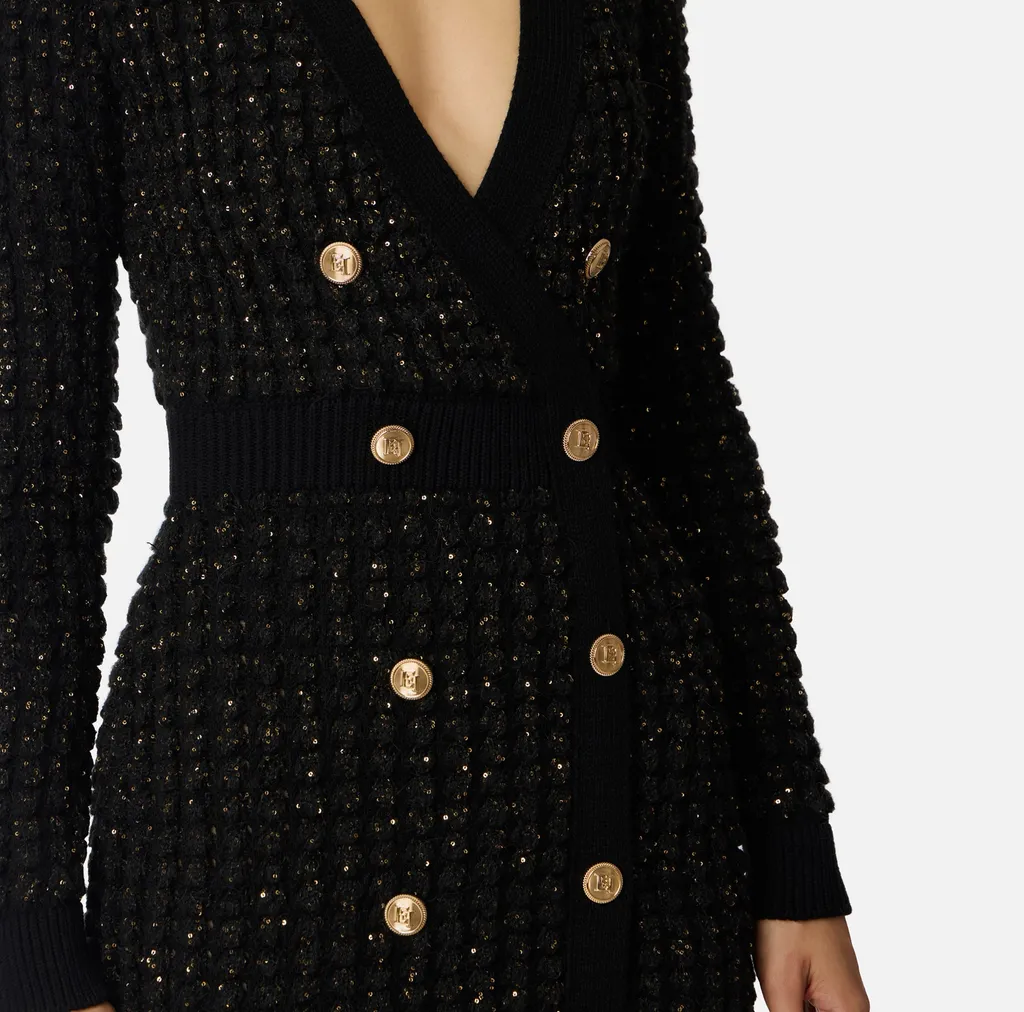 Boucle Knit Dress With Sequins
