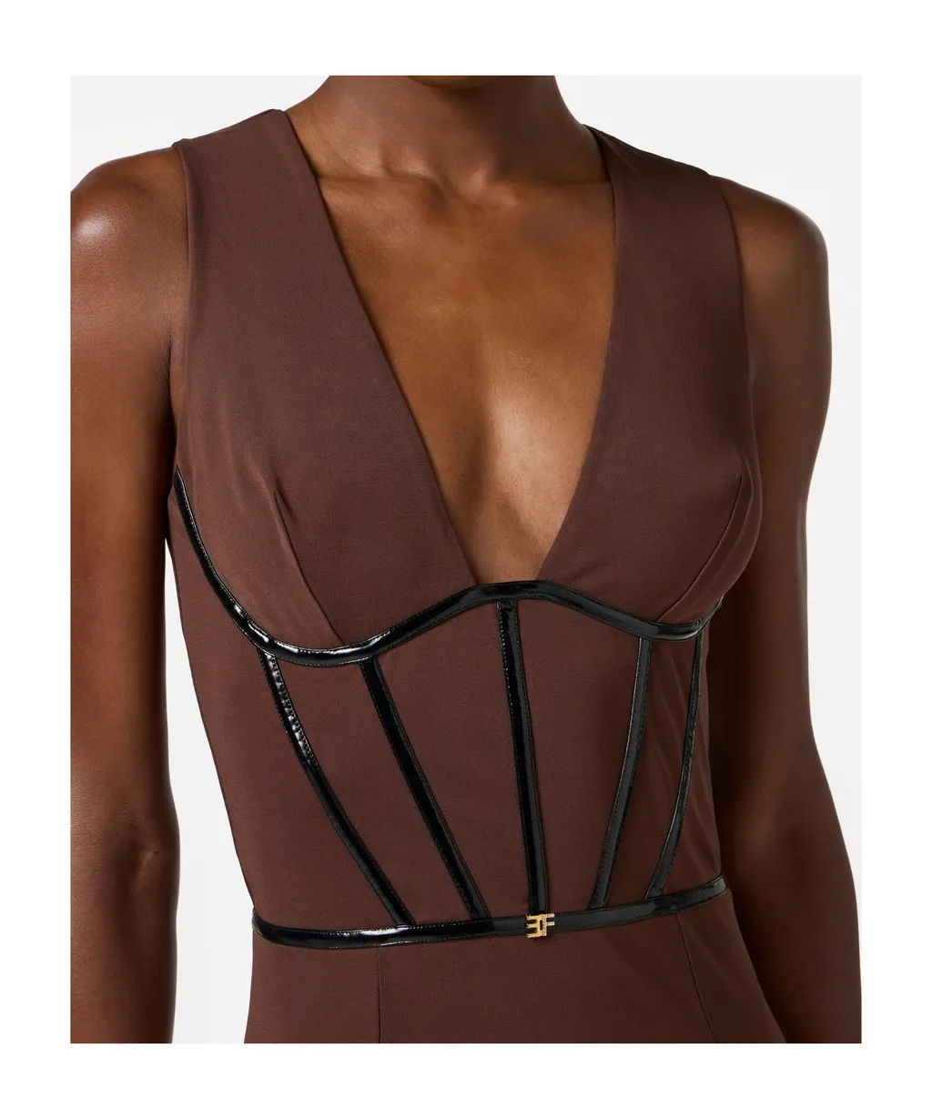 V-Neck Asymmetric Midi Dress