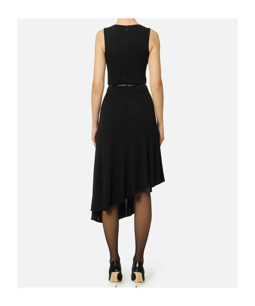 V-Neck Asymmetric Midi Dress