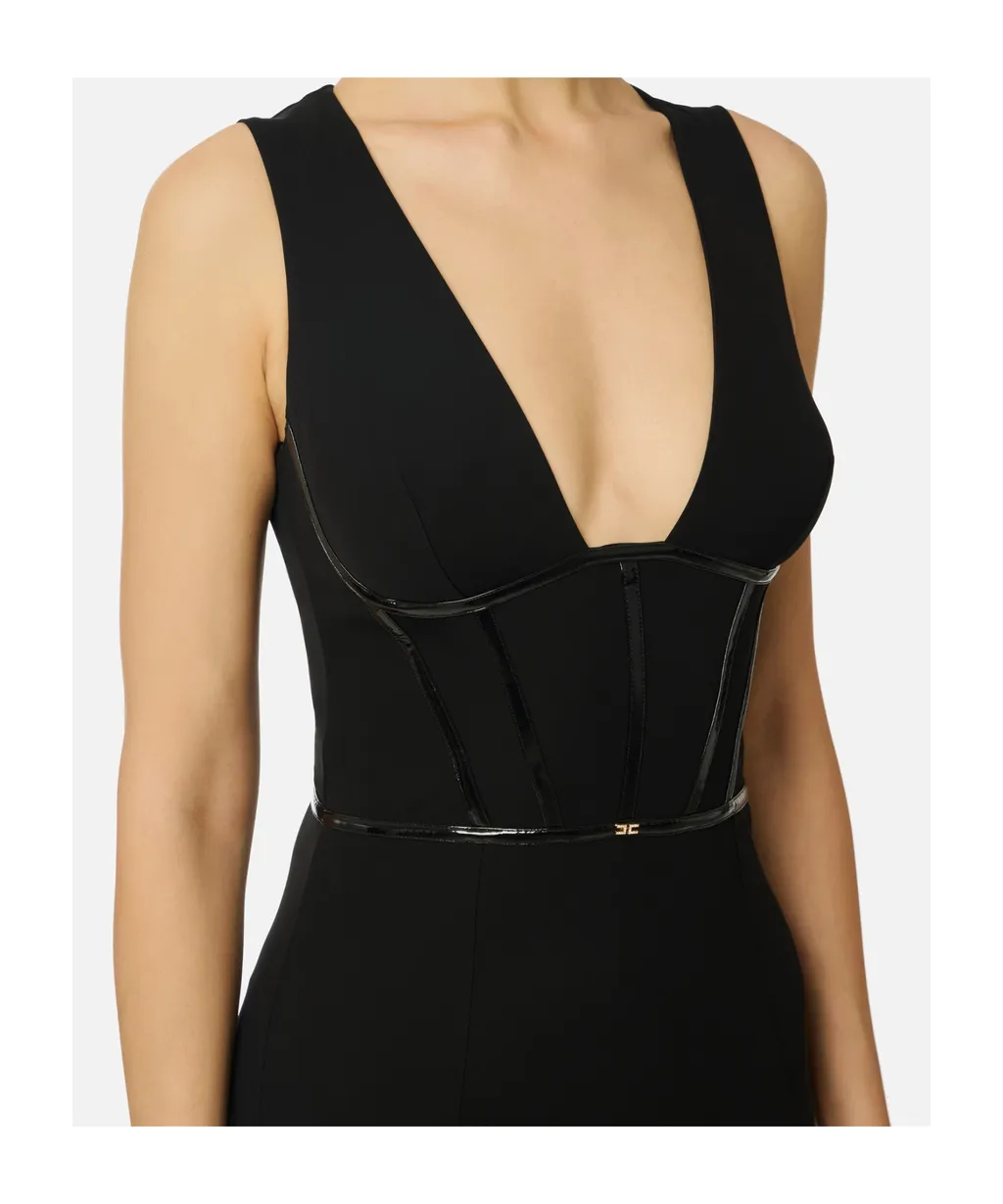 V-Neck Asymmetric Midi Dress