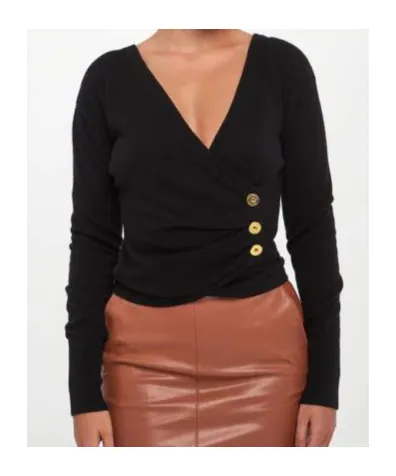 Buttoned Wrap Sweater
