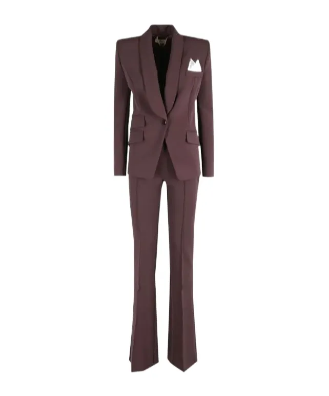 Long-Sleeved Jacket With Belt Loops And Pants Suit