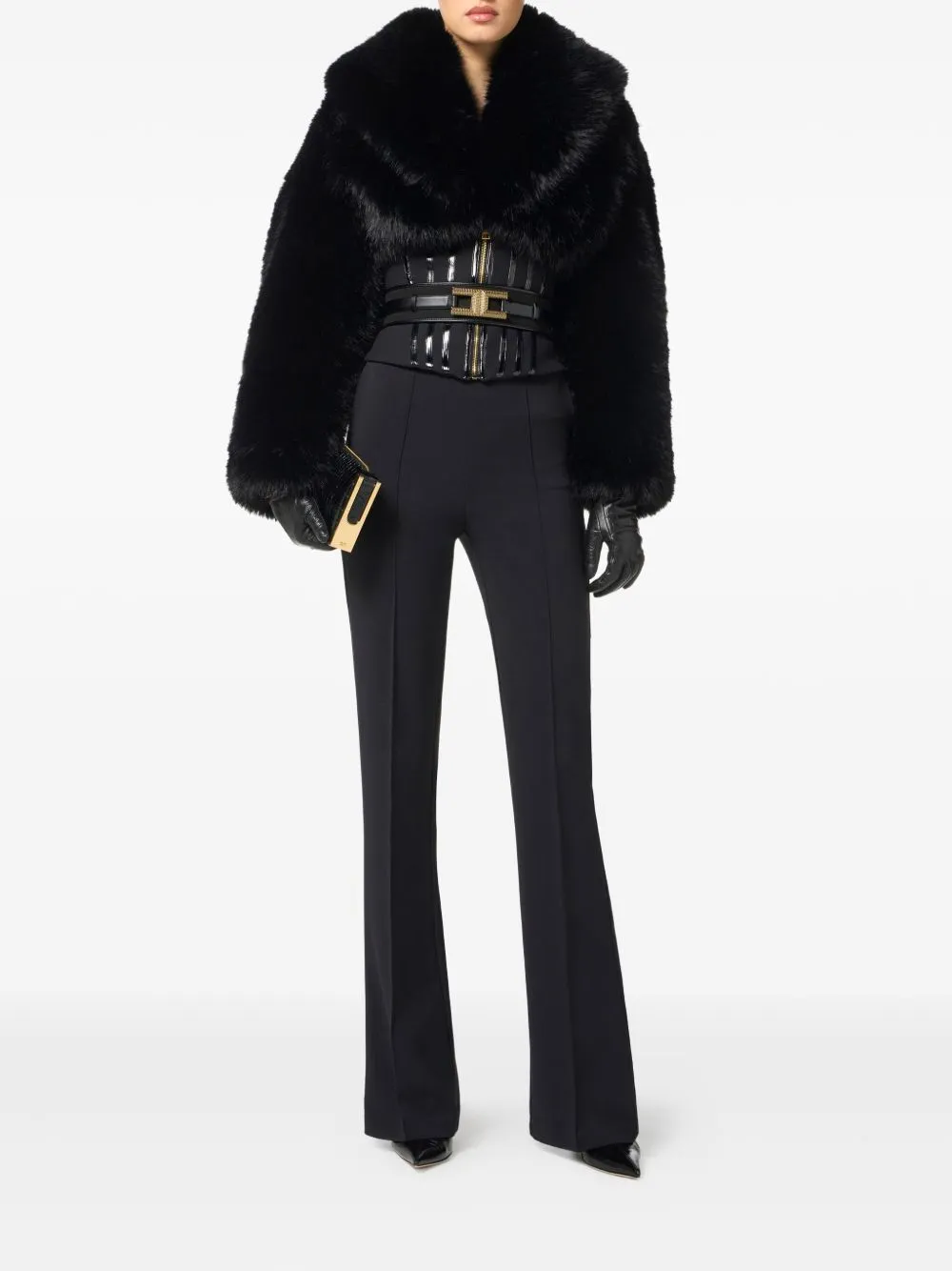 Fur Effect Double-Layer CrÊPe Jacket