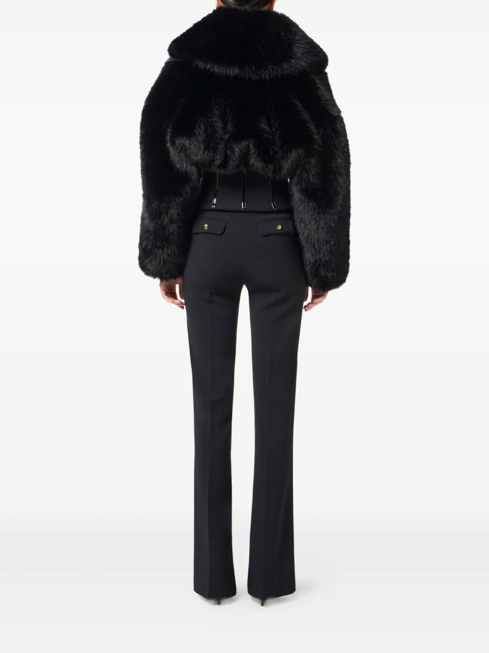 Fur Effect Double-Layer CrÊPe Jacket