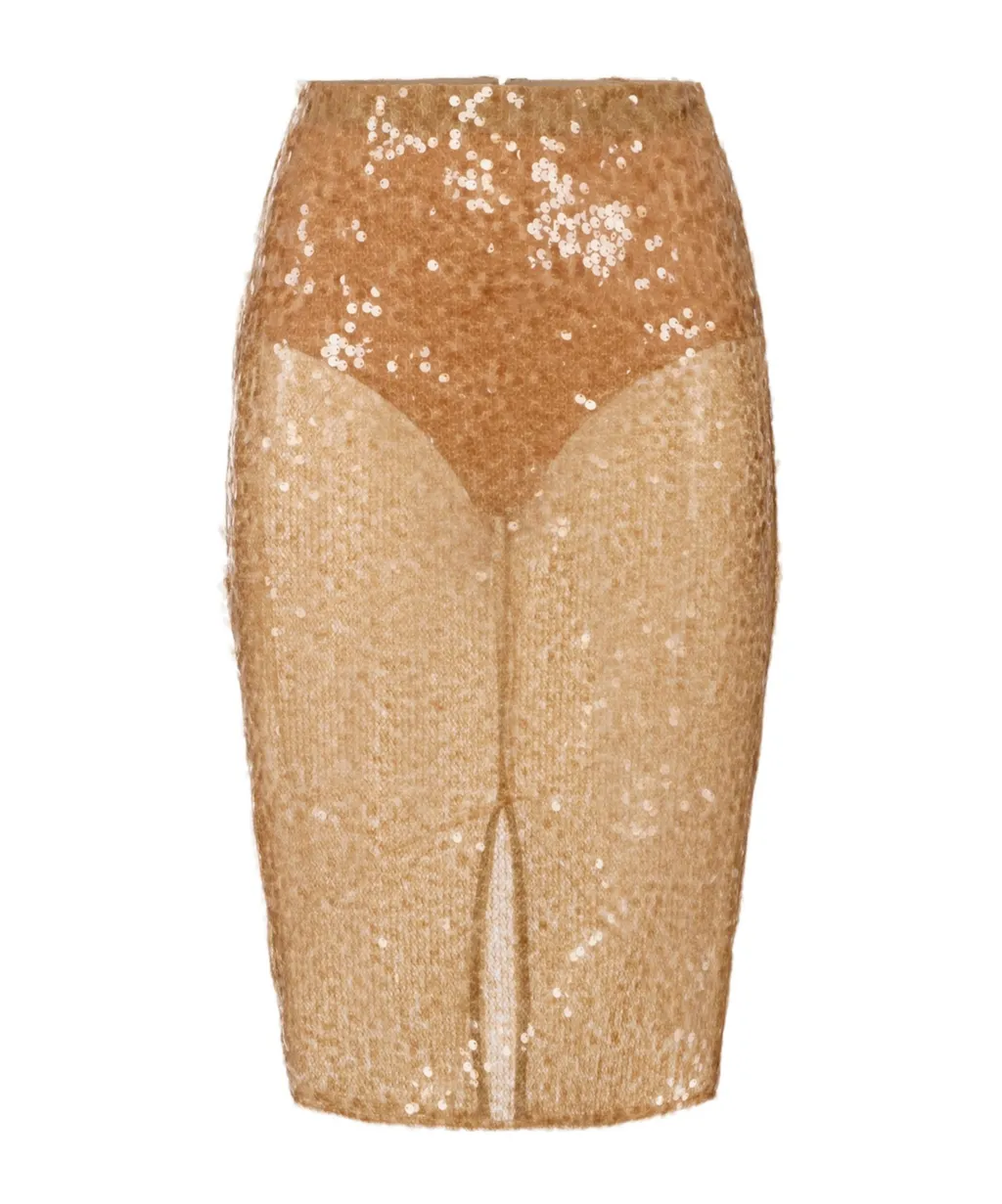 Sequin-Embellished Midi Skirt
